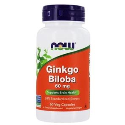 Ginkgo Biloba 60mg - 60 cáps NOW - Now Foods - 733739046864